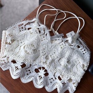Anthropologie Lace Crop Bralette – White/ Ivory | Size Large NWT